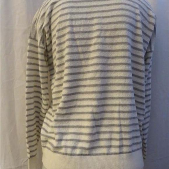 THEORY WHITE,GRAY STRIPED TERRY TEXTURED SWEATERM - Picture 3 of 4